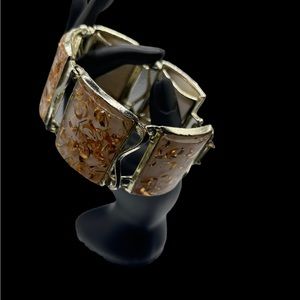 Vintage PAM Confetti Panel Link Gold tone Bracelet